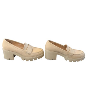 Dolce Vita Loafers Size 8 Beige Chunky Lug Block Heel Preppy Minimalist Normcore